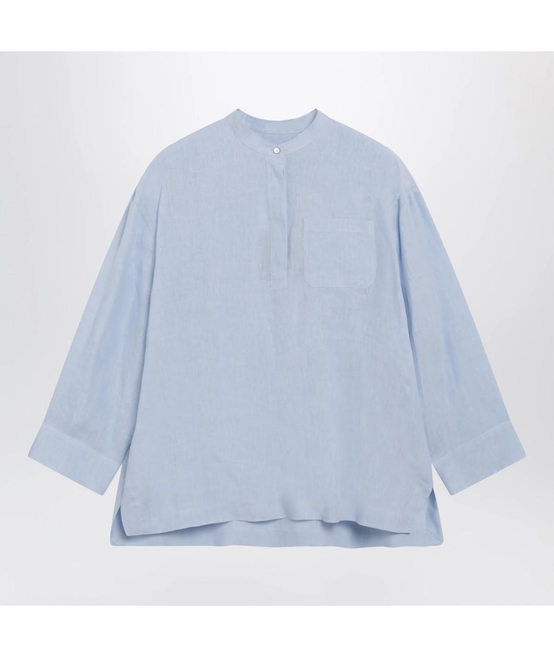 'S MAX MARA Голубая хлопковая рубашка, фото 3