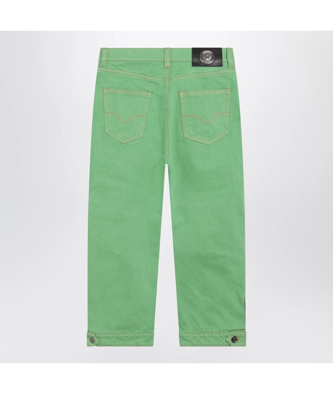 VERSACE Зеленые хлопковые прямые брюки, фото 2