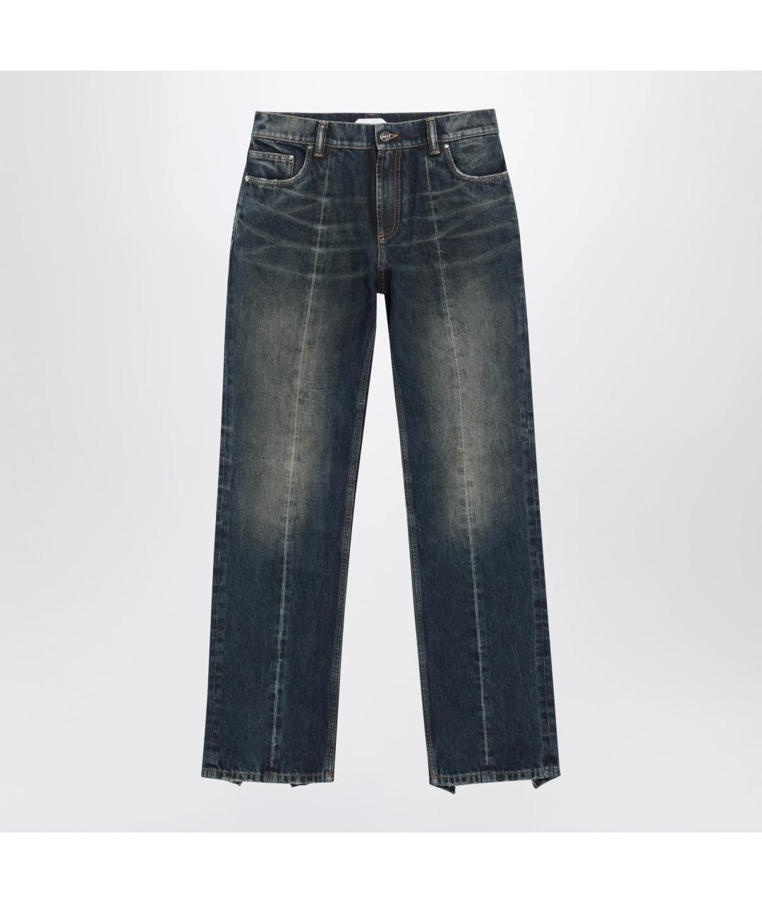 VERSACE Синие хлопковые прямые брюки, фото 3