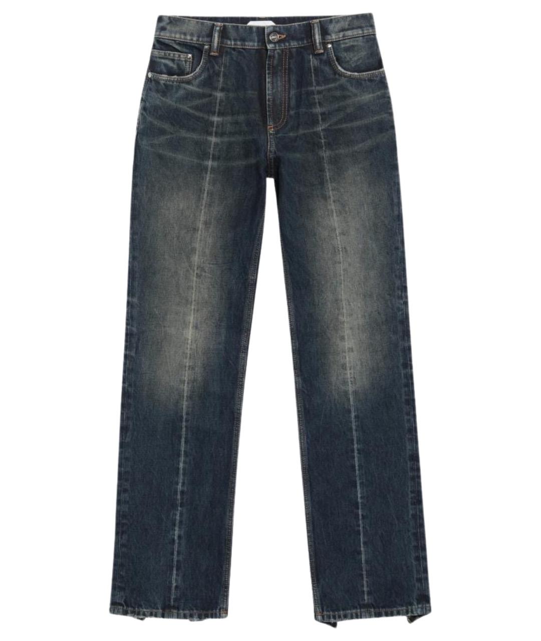 VERSACE Синие хлопковые прямые брюки, фото 1