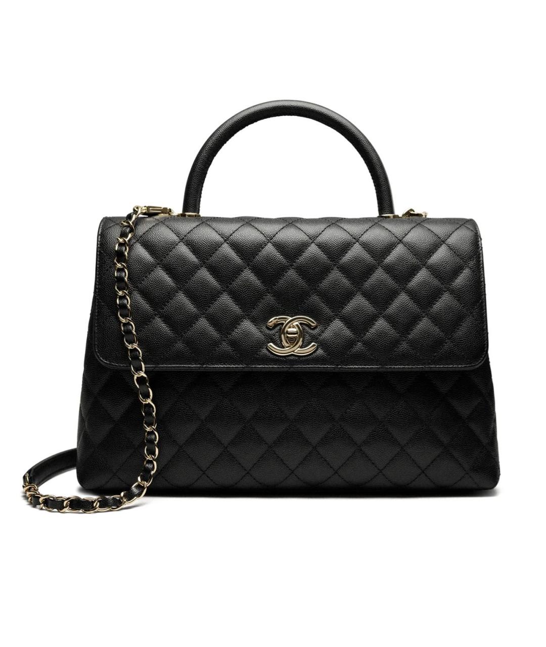 CHANEL Черная кожаная сумка с короткими ручками, фото 9