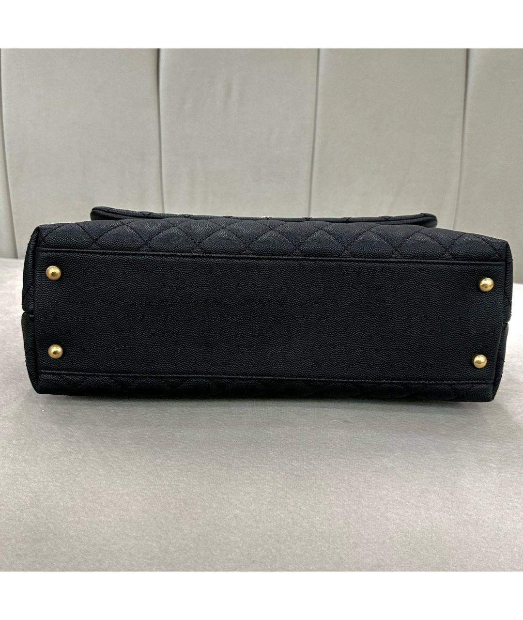 CHANEL Черная кожаная сумка с короткими ручками, фото 5