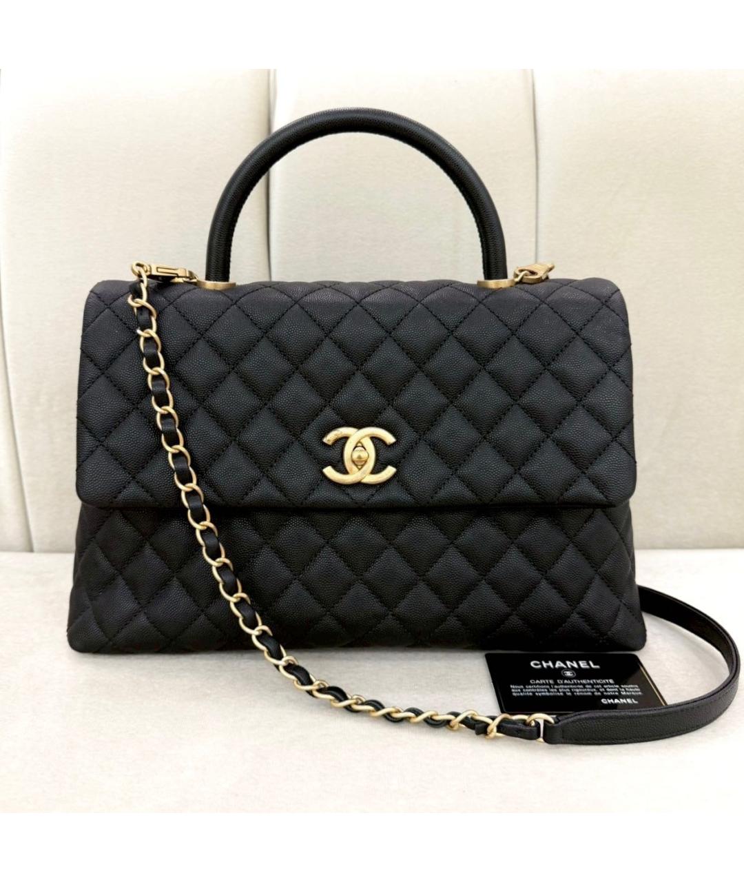 CHANEL Черная кожаная сумка с короткими ручками, фото 2