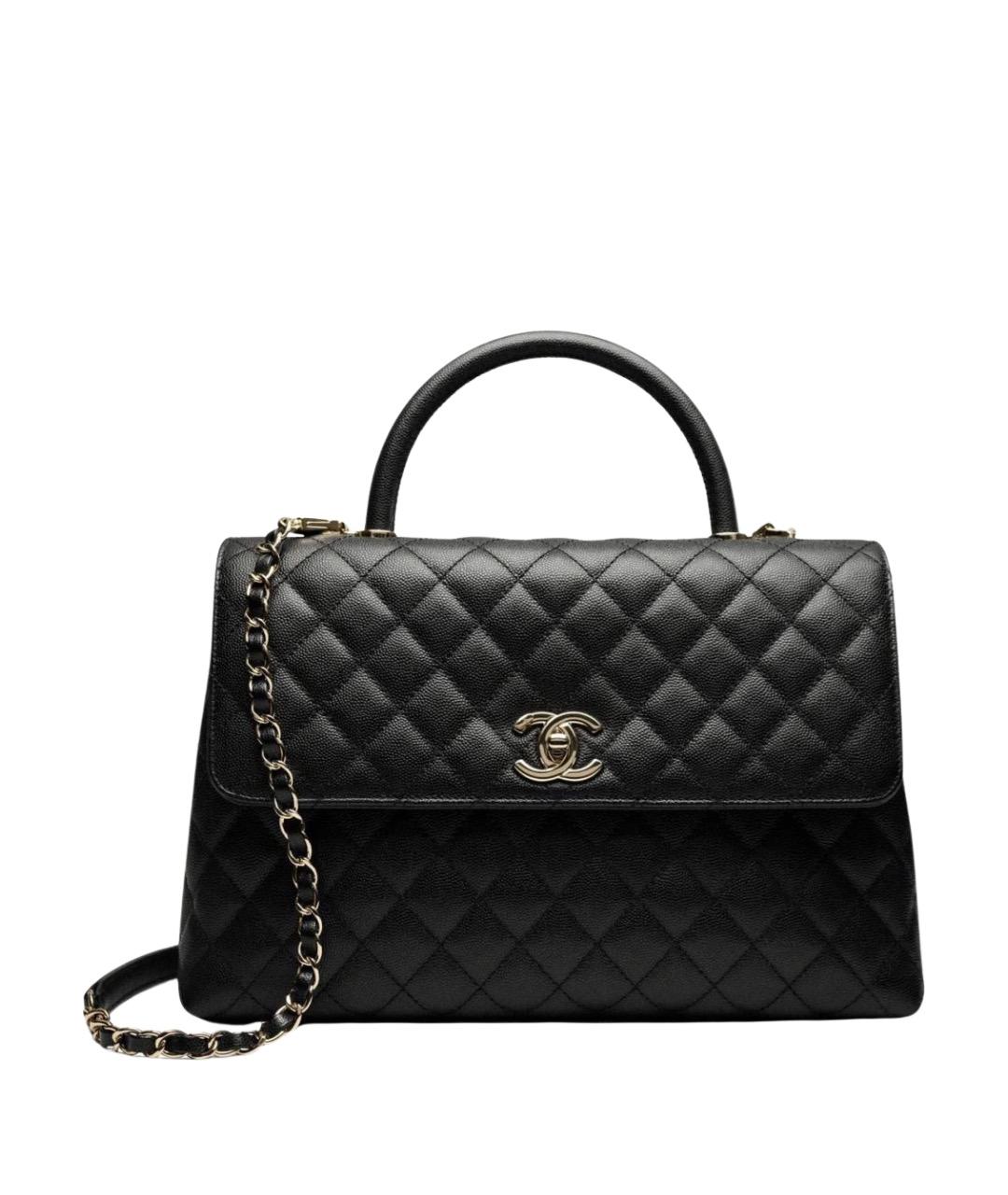 CHANEL Черная кожаная сумка с короткими ручками, фото 1