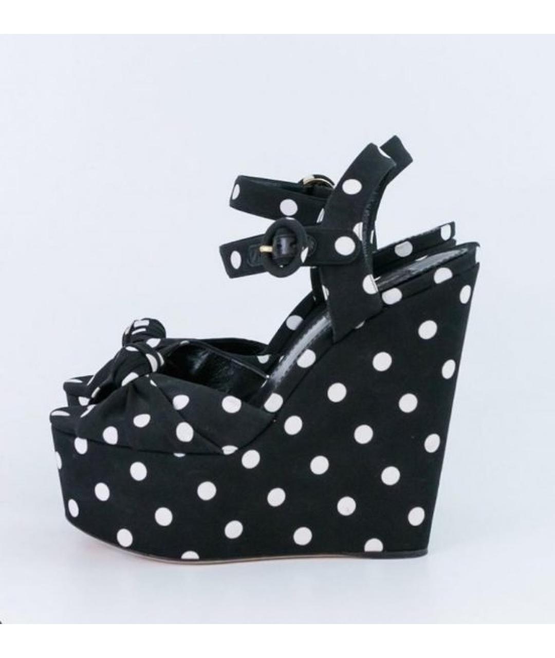 DOLCE&GABBANA Черные текстильные босоножки, фото 4