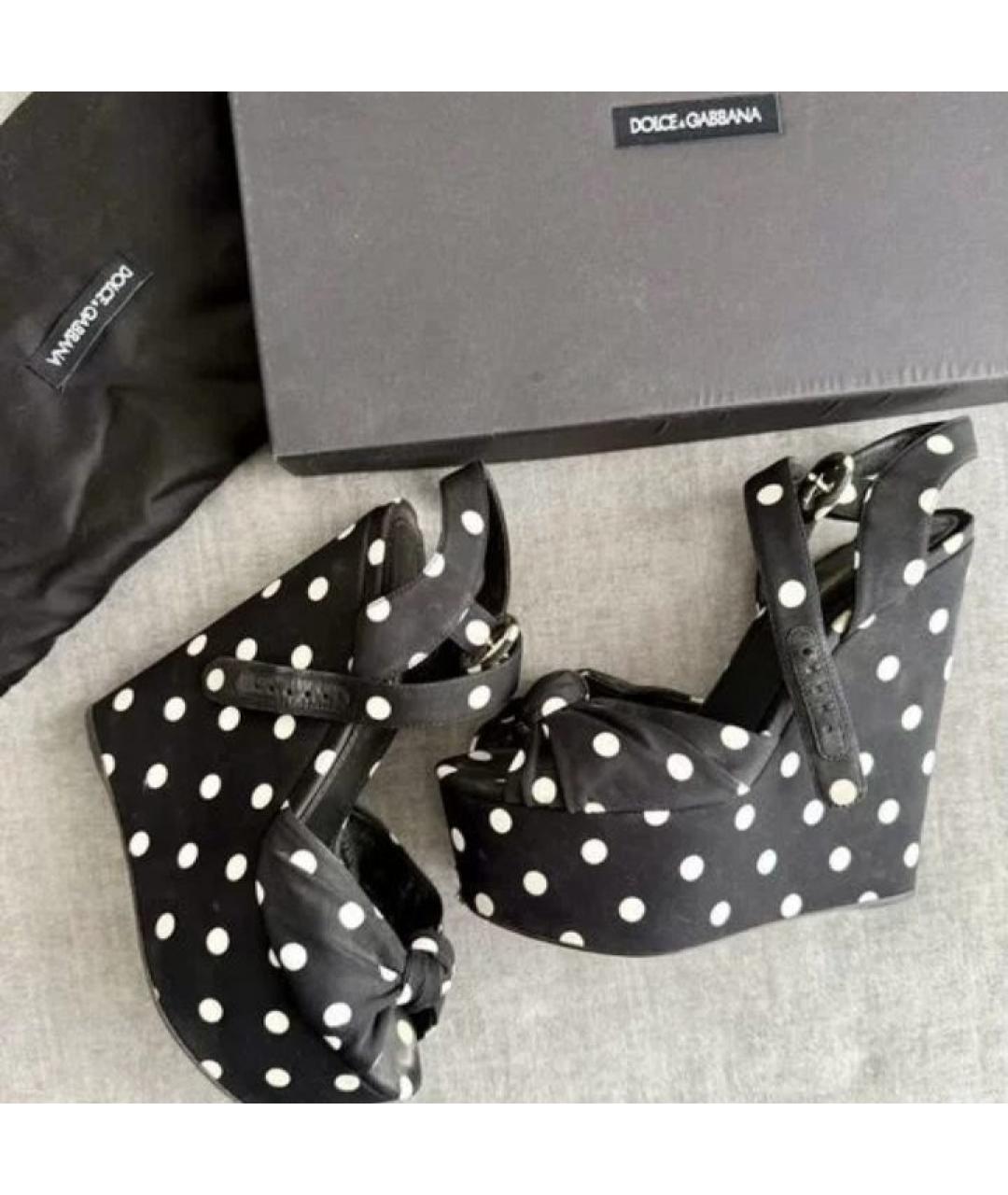 DOLCE&GABBANA Черные текстильные босоножки, фото 2