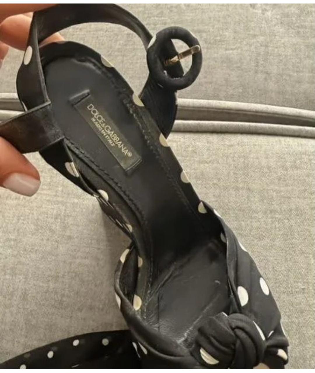 DOLCE&GABBANA Черные текстильные босоножки, фото 3