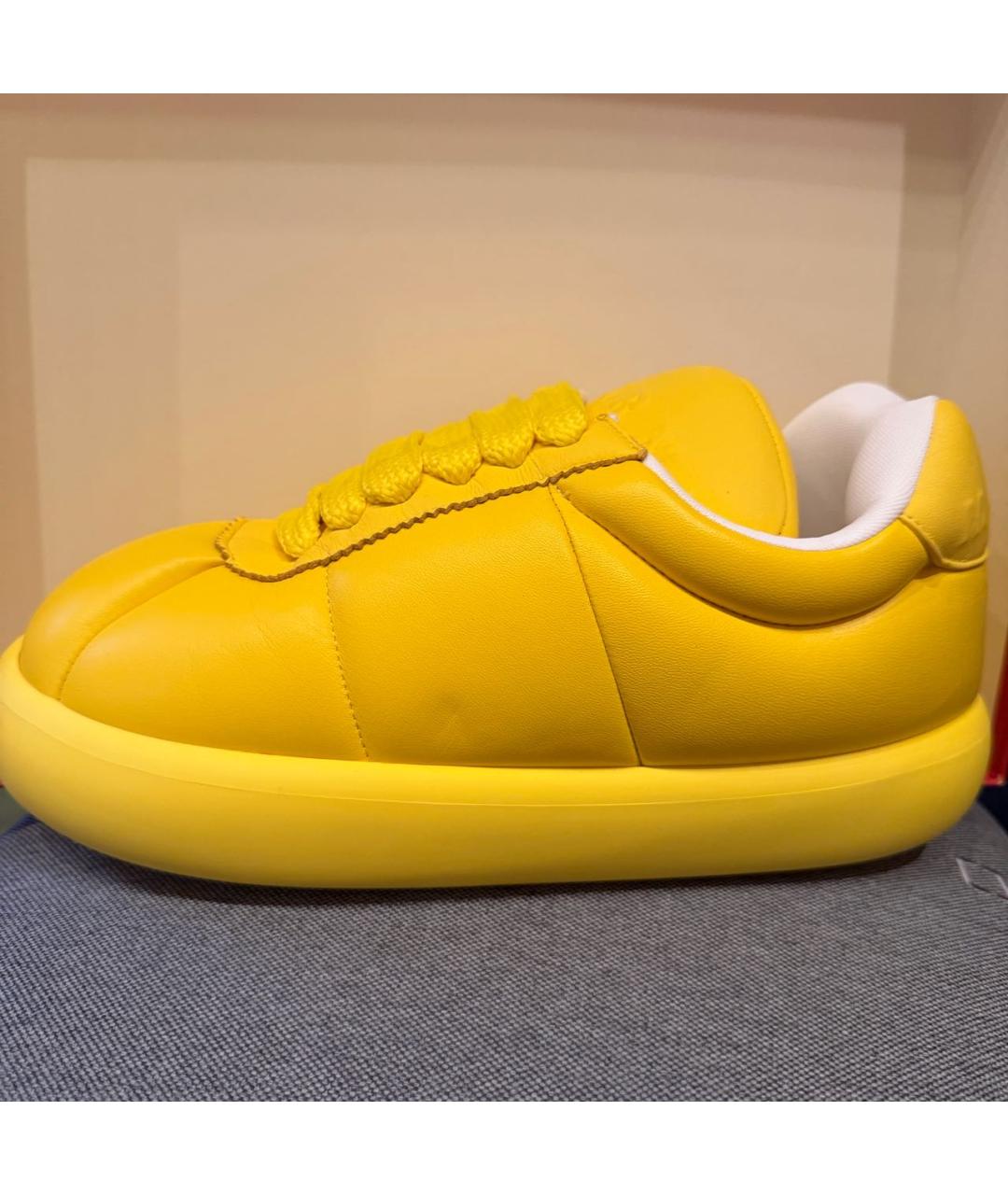 MARNI Желтые кожаные низкие кроссовки / кеды, фото 8