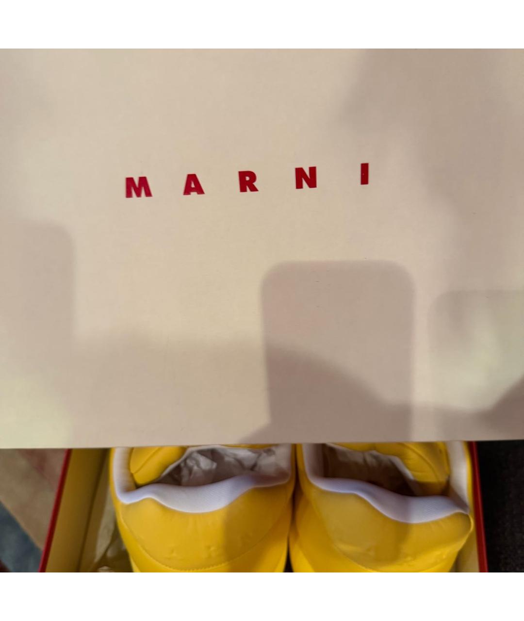 MARNI Желтые кожаные низкие кроссовки / кеды, фото 7