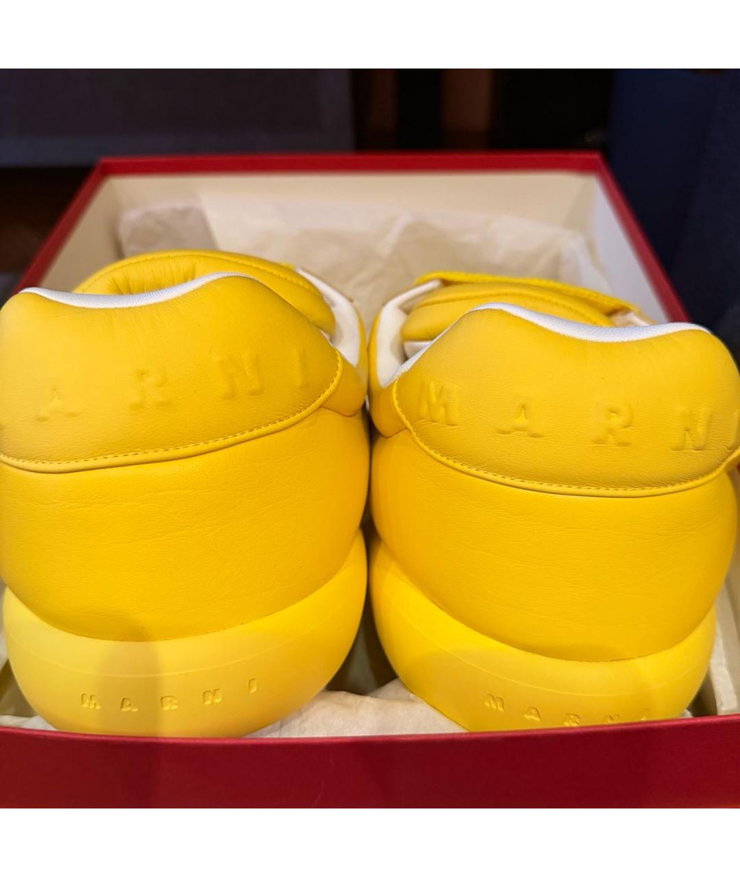 MARNI Желтые кожаные низкие кроссовки / кеды, фото 4