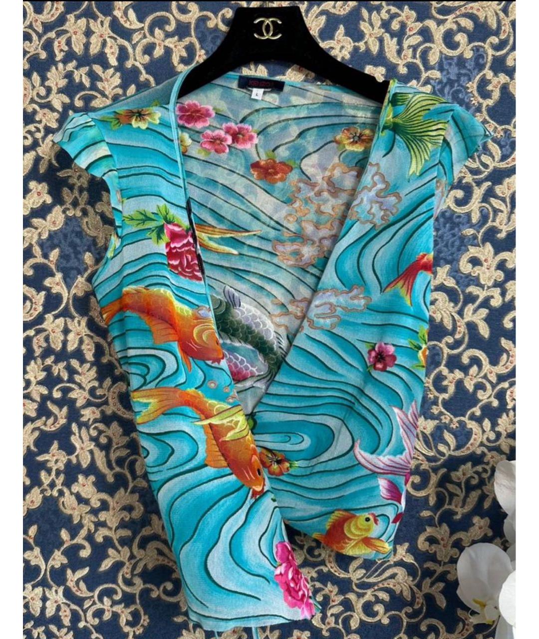 KENZO Голубая вискозная блузы, фото 4