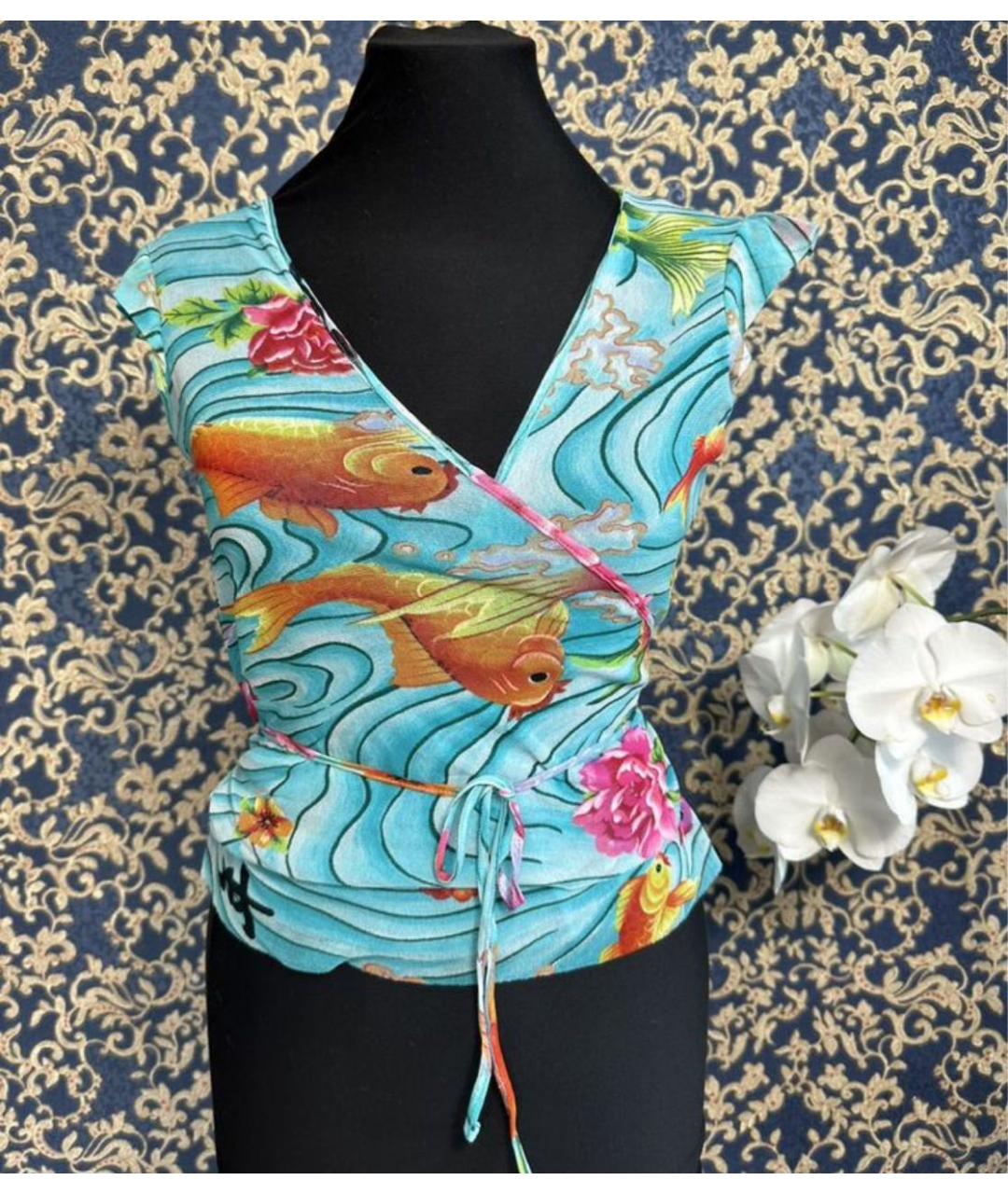 KENZO Голубая вискозная блузы, фото 7