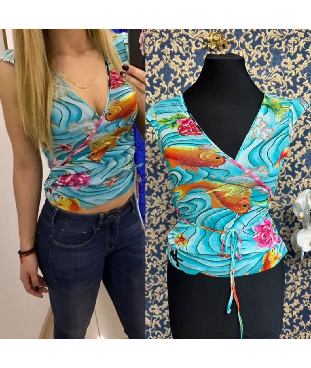 KENZO Голубая вискозная блузы, фото 6