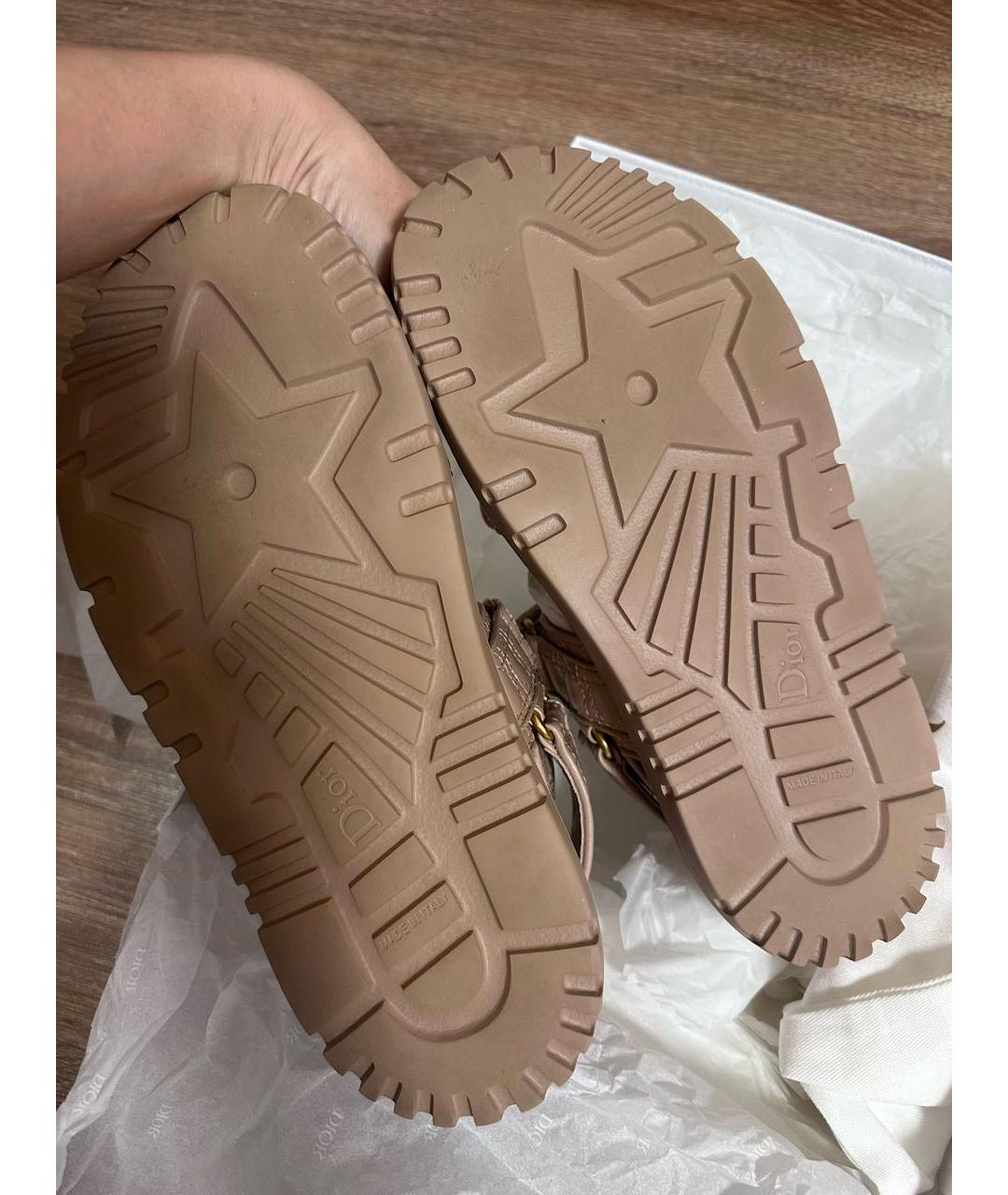 CHRISTIAN DIOR Бежевые кожаные сандалии, фото 4