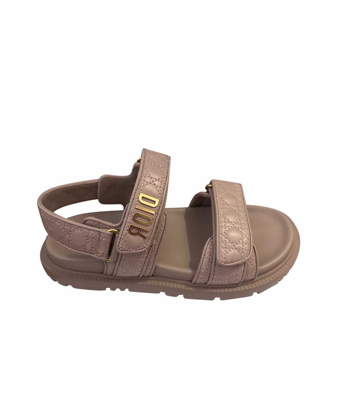 CHRISTIAN DIOR Бежевые кожаные сандалии, фото 1