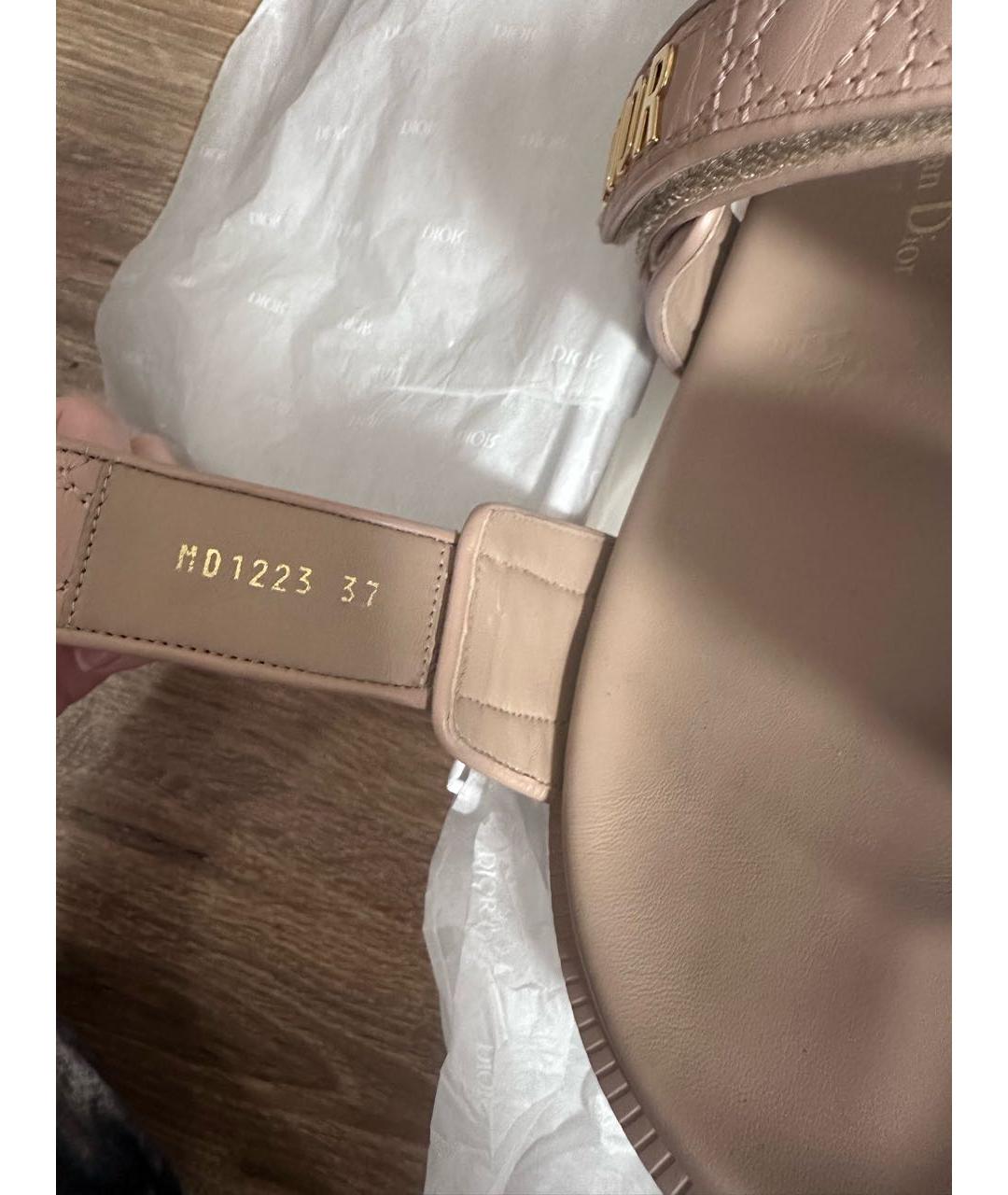 CHRISTIAN DIOR Бежевые кожаные сандалии, фото 6