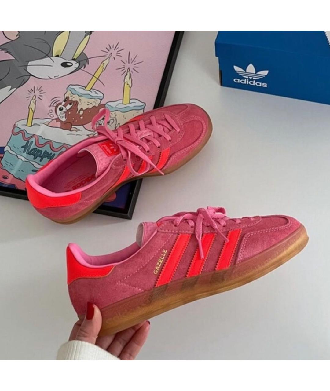 ADIDAS Розовые замшевые кроссовки, фото 2