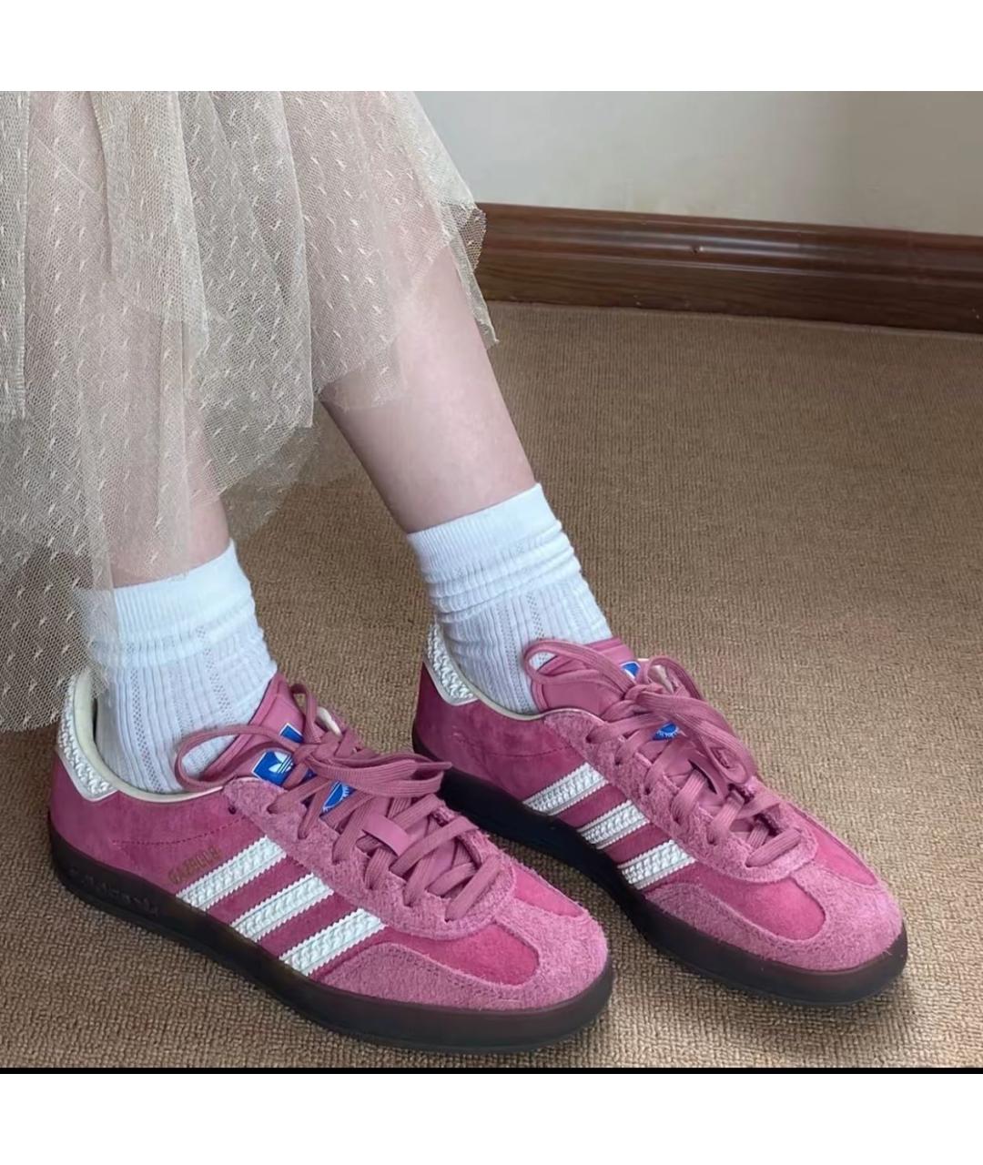 ADIDAS Розовые замшевые кроссовки, фото 2