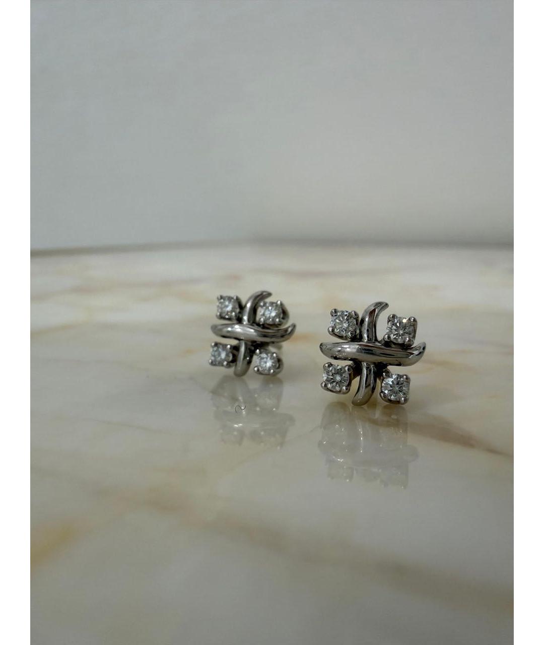 TIFFANY&CO Белые платиновые серьги, фото 3