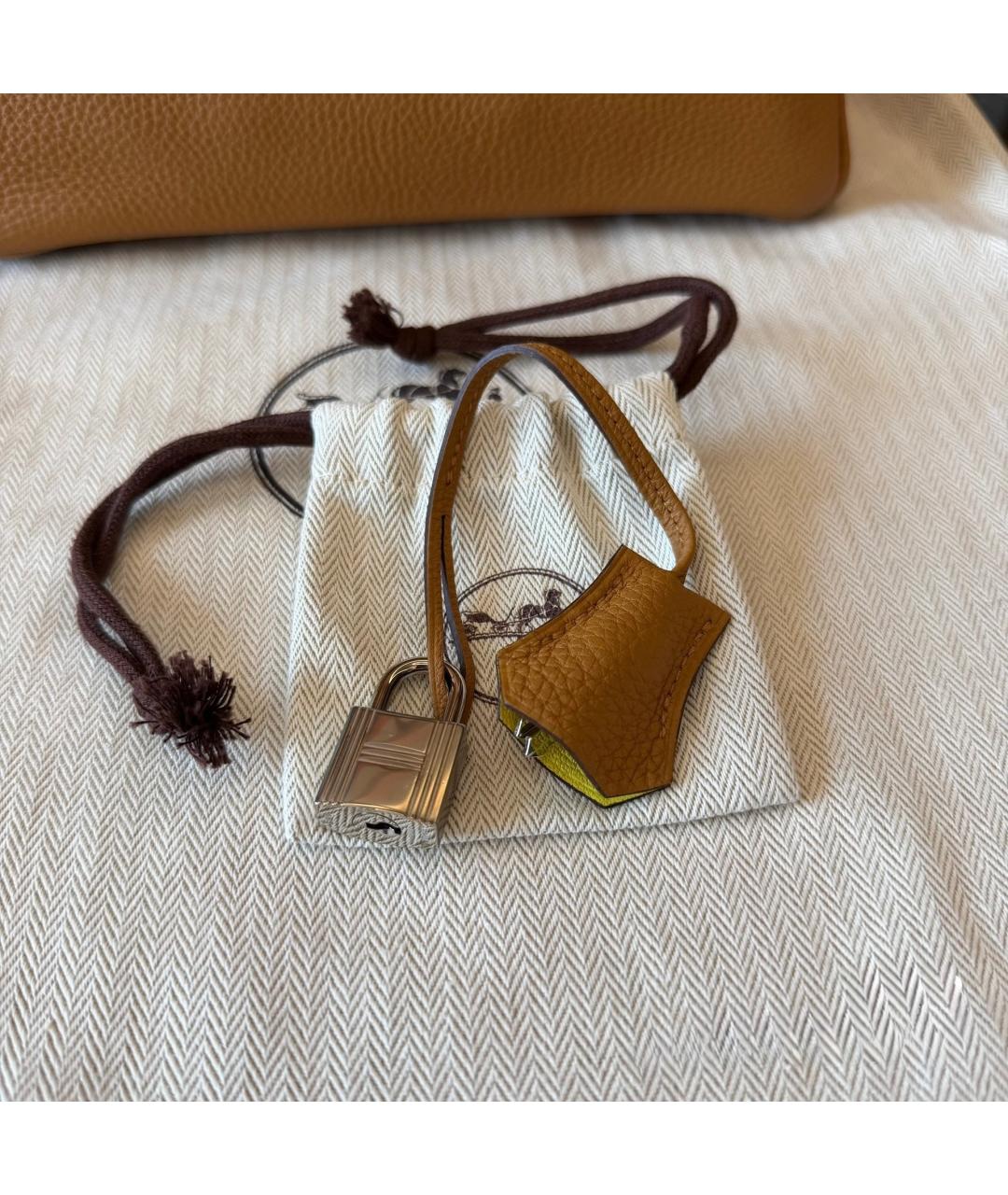 HERMES Коричневая кожаная сумка с короткими ручками, фото 7