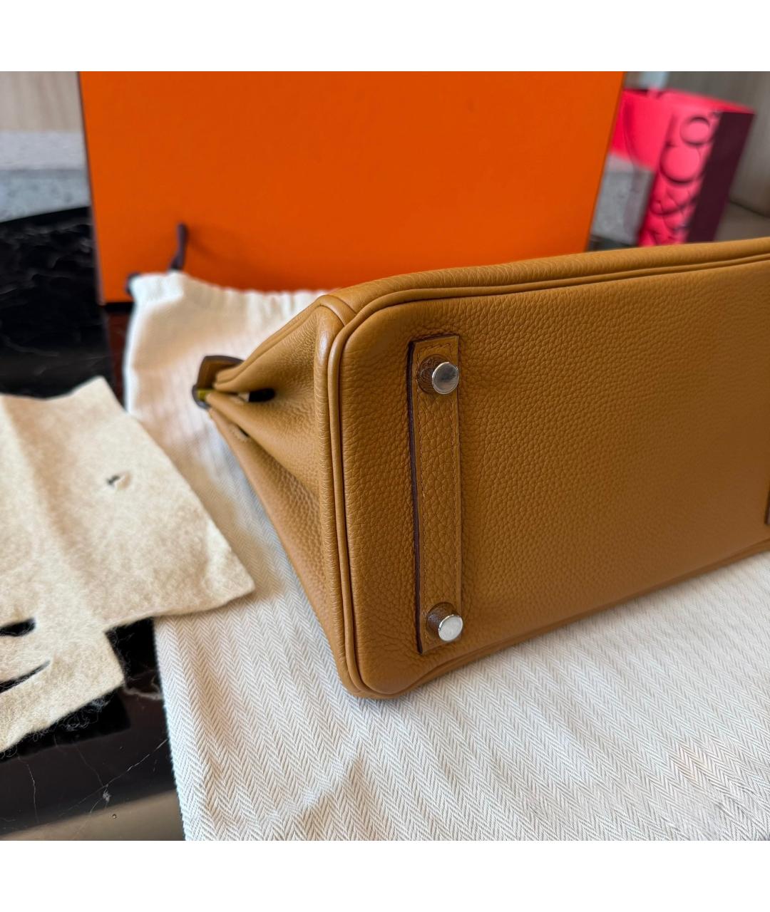HERMES Коричневая кожаная сумка с короткими ручками, фото 8