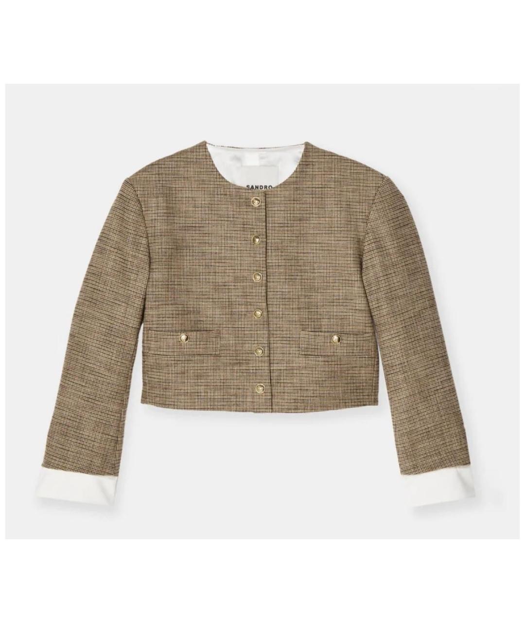 SANDRO Коричневый вискозный жакет/пиджак, фото 9