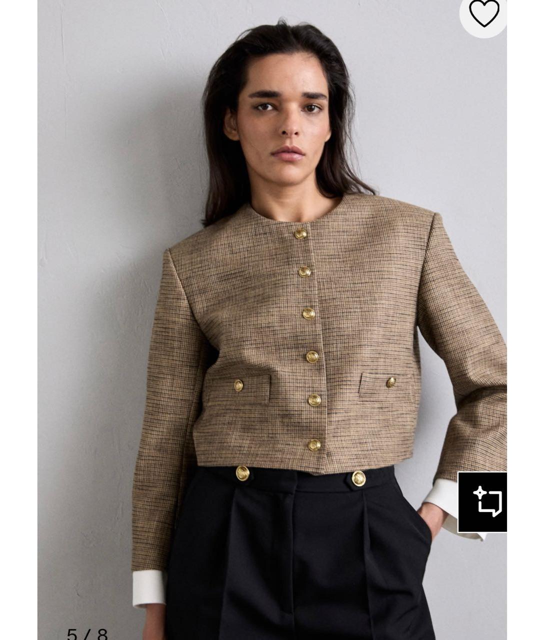 SANDRO Коричневый вискозный жакет/пиджак, фото 7