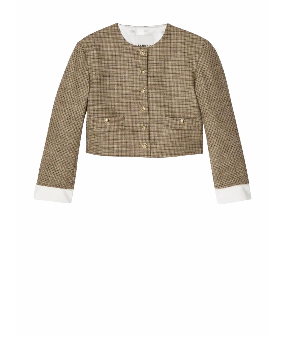 SANDRO Коричневый вискозный жакет/пиджак, фото 1