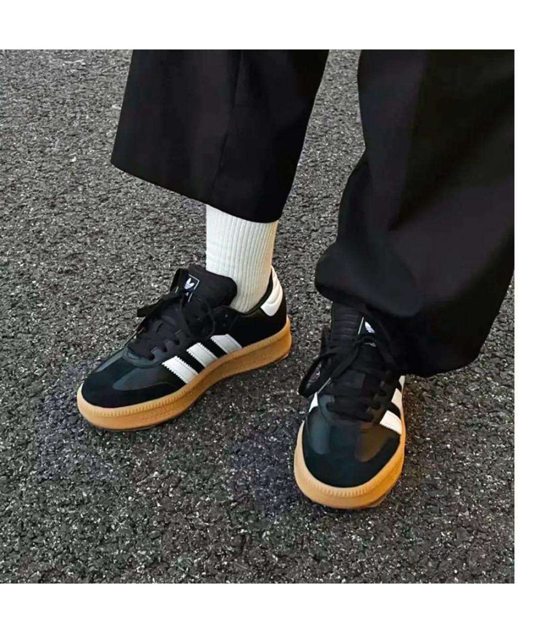 ADIDAS Черные кожаные кроссовки, фото 2