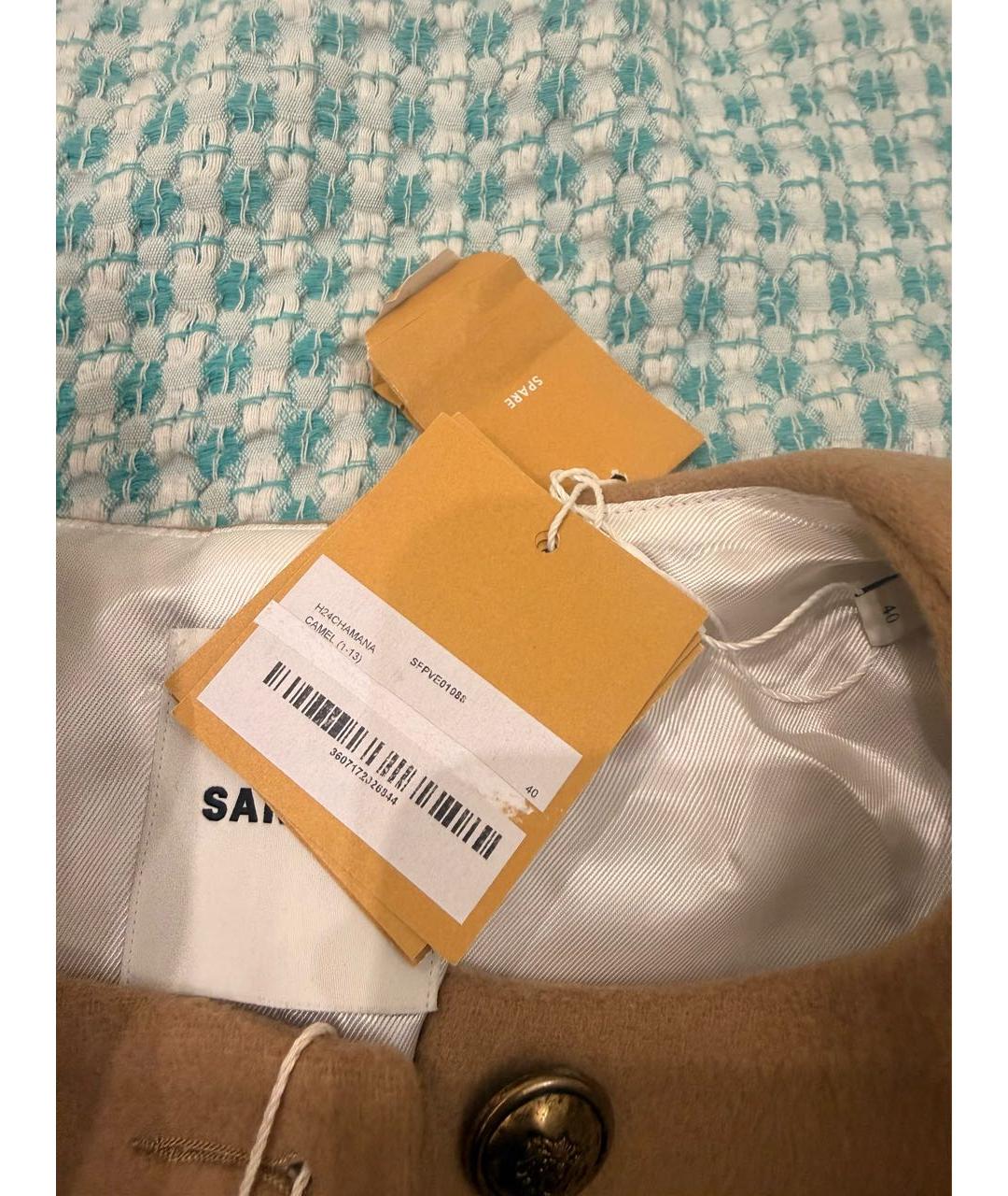 SANDRO Бежевый шерстяной жакет/пиджак, фото 3