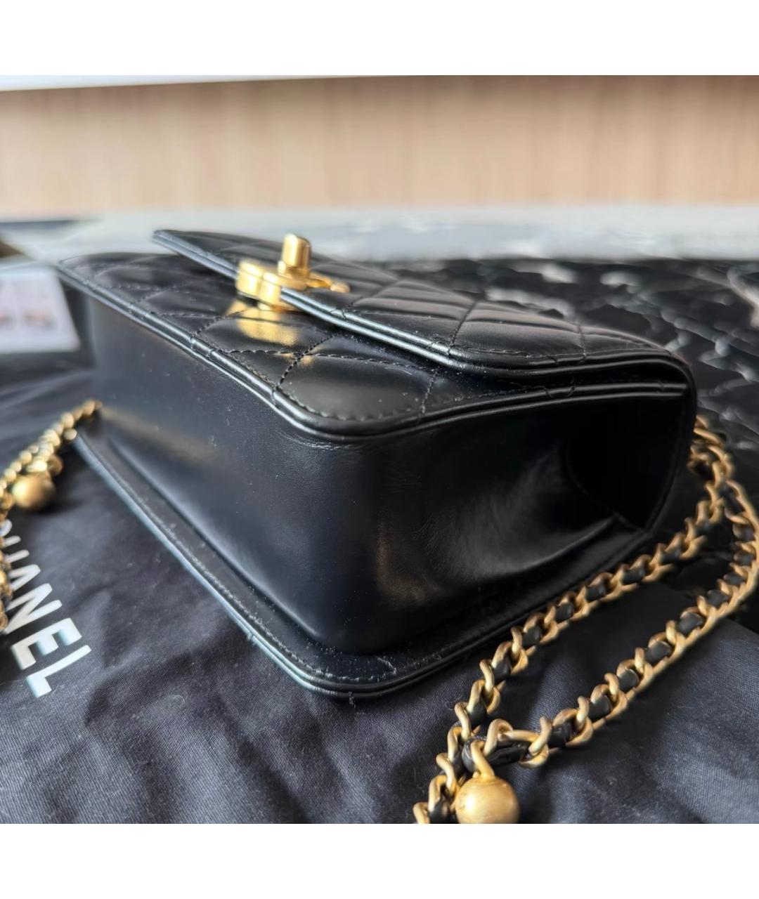 CHANEL Черная кожаная сумка через плечо, фото 6