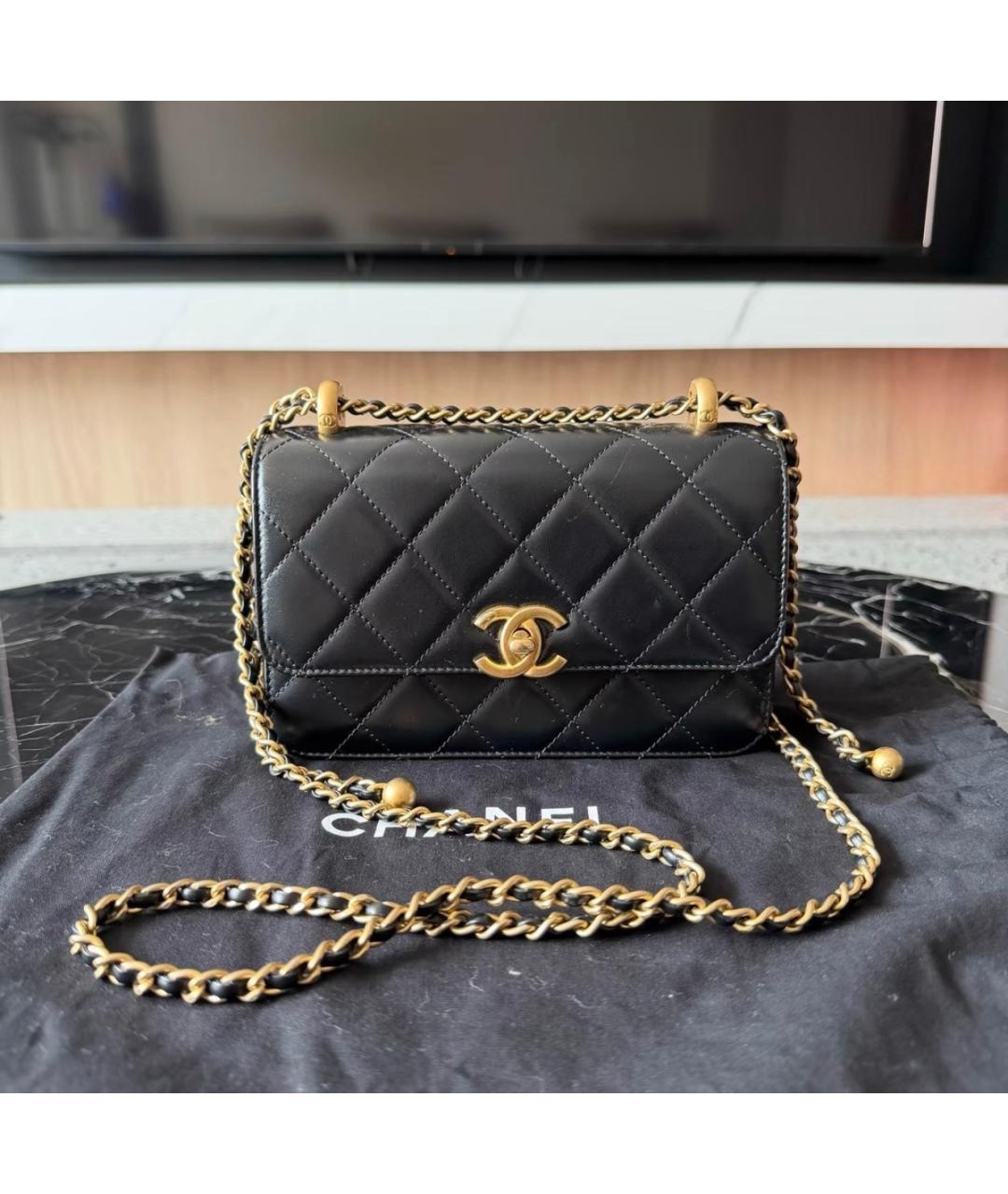 CHANEL Черная кожаная сумка через плечо, фото 10