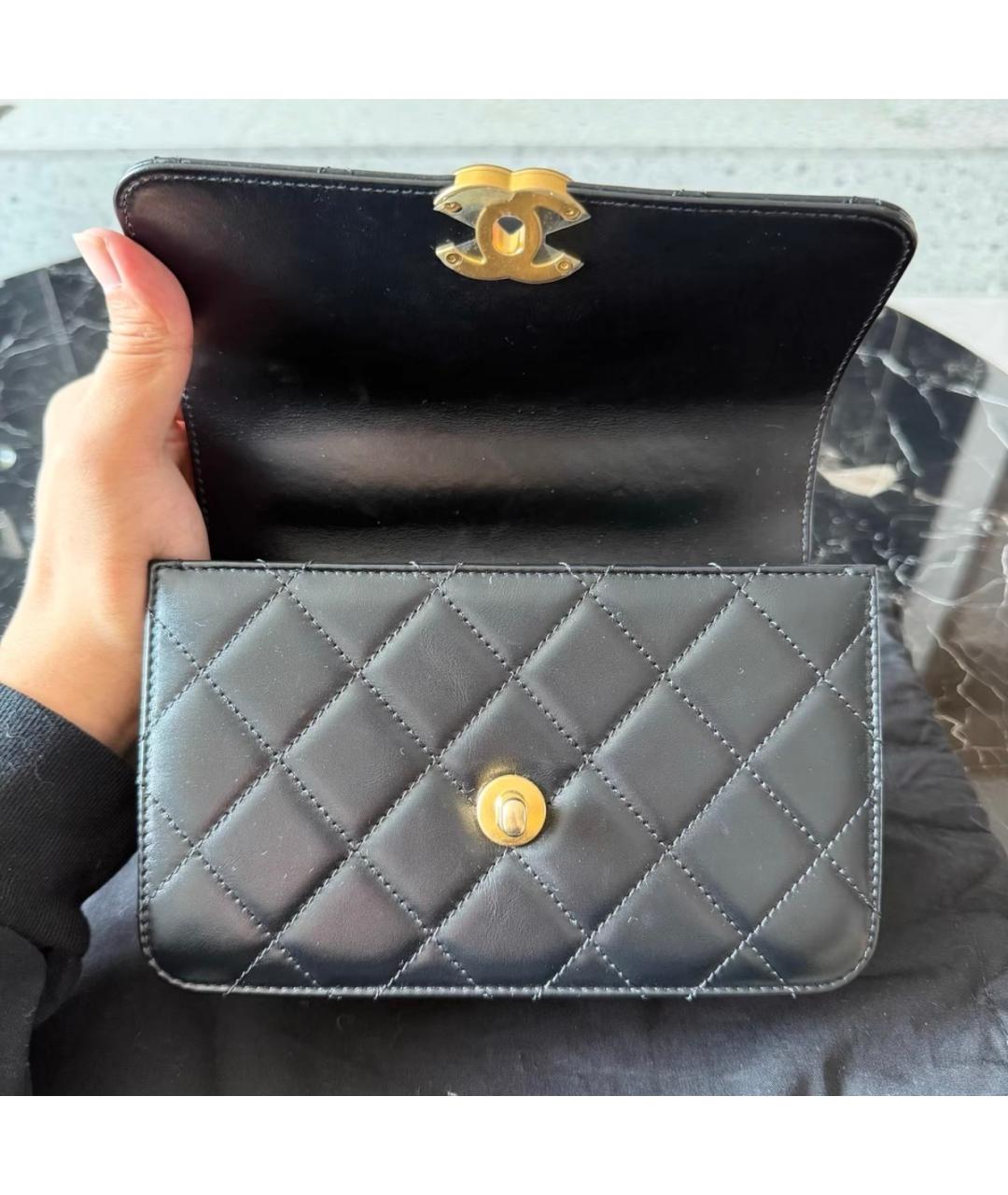 CHANEL Черная кожаная сумка через плечо, фото 5