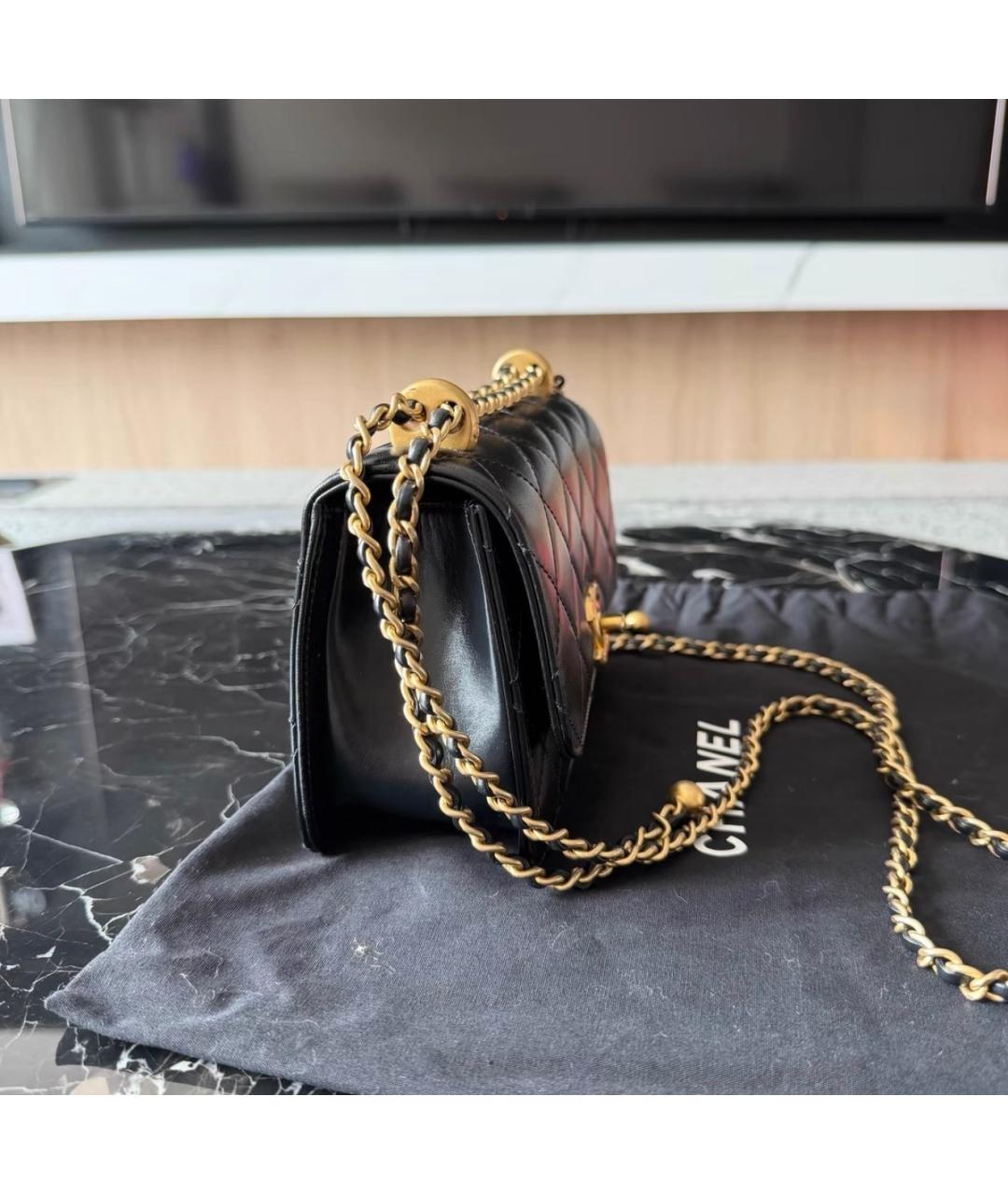 CHANEL Черная кожаная сумка через плечо, фото 4