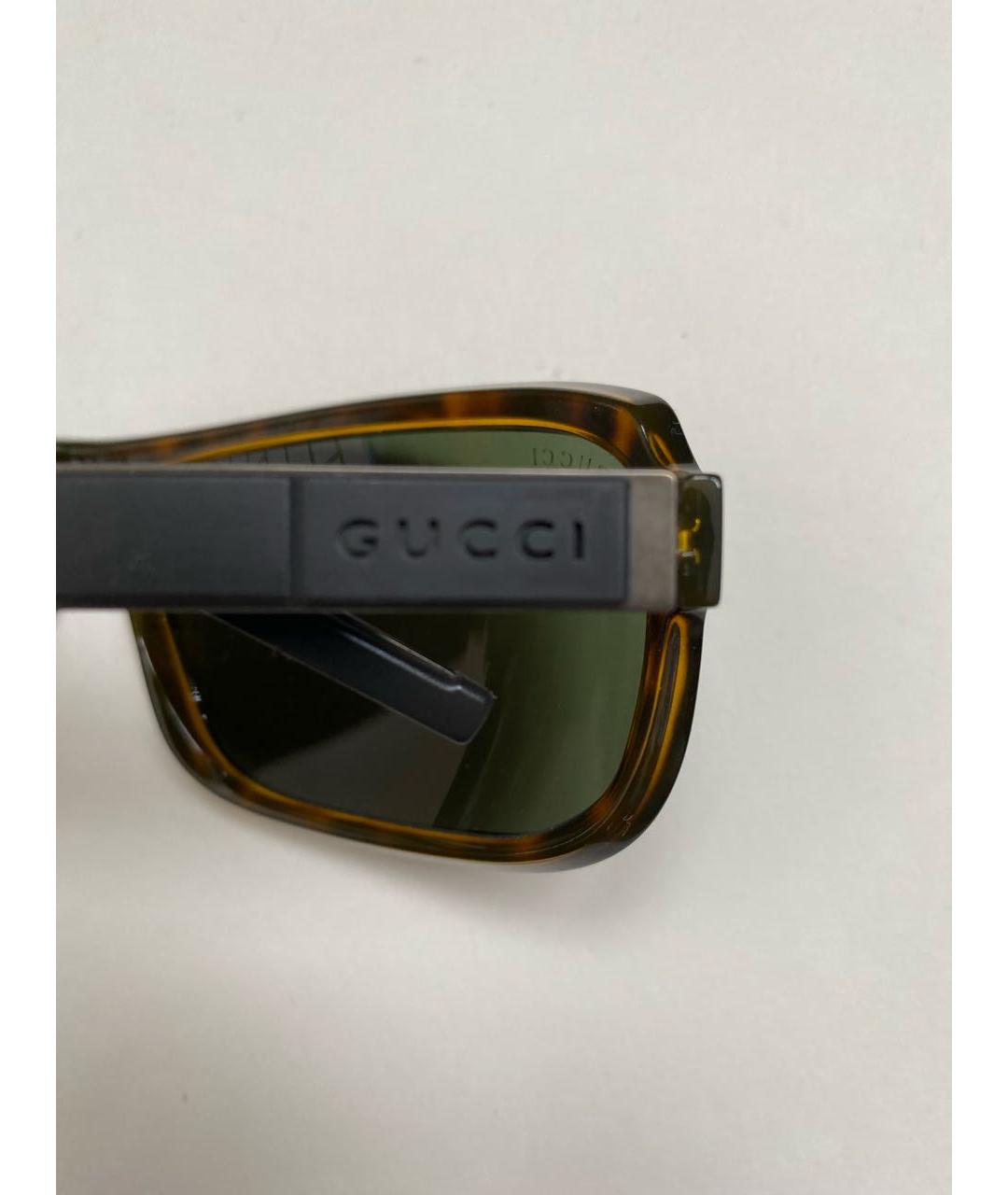 GUCCI Коричневые пластиковые солнцезащитные очки, фото 3