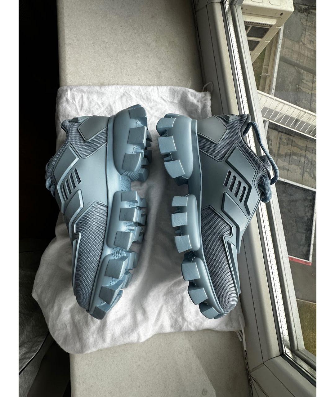 PRADA Голубые текстильные кроссовки, фото 4