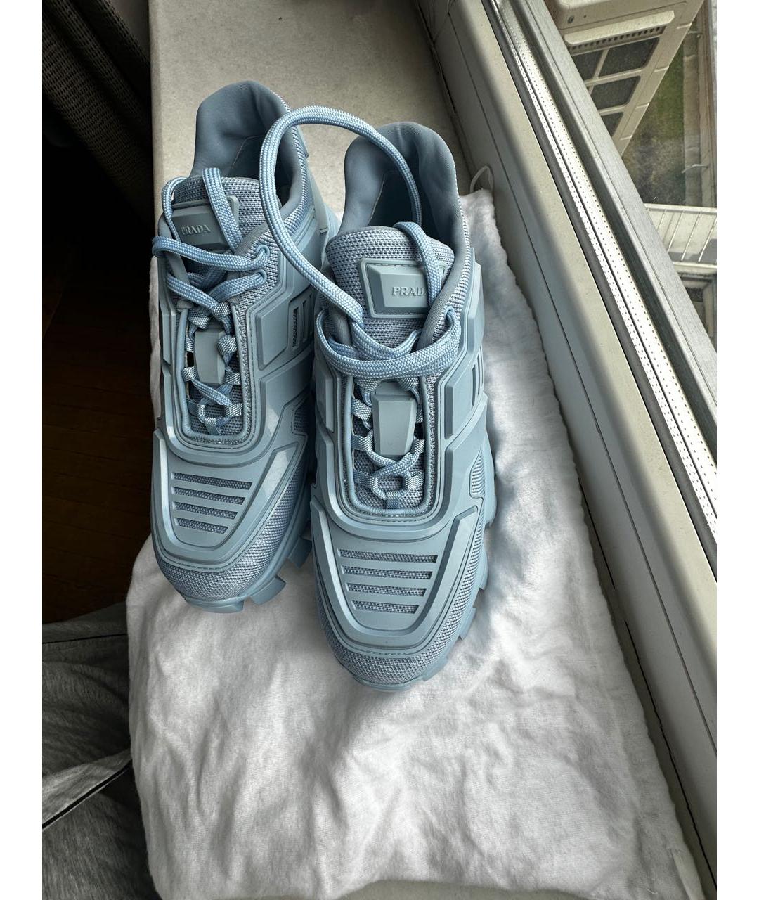 PRADA Голубые текстильные кроссовки, фото 3