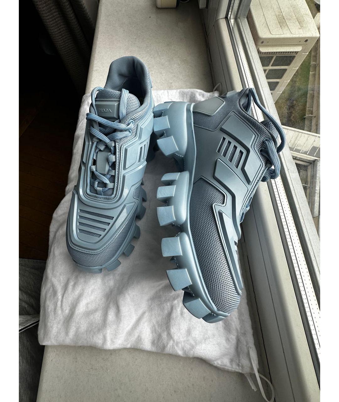 PRADA Голубые текстильные кроссовки, фото 2