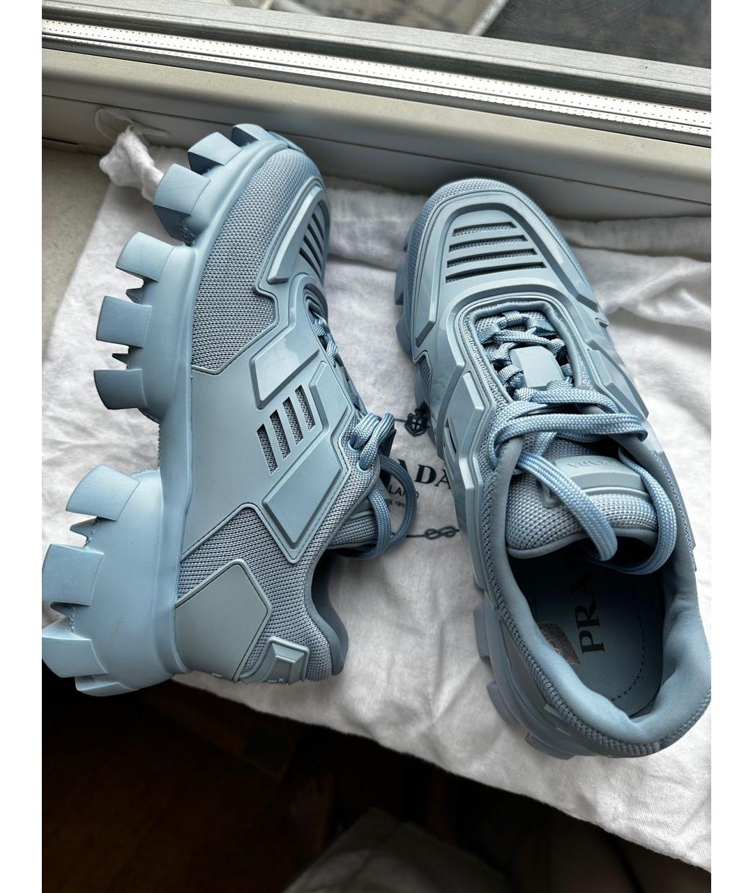 PRADA Голубые текстильные кроссовки, фото 7