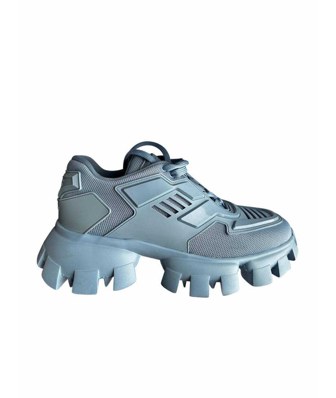 PRADA Голубые текстильные кроссовки, фото 1