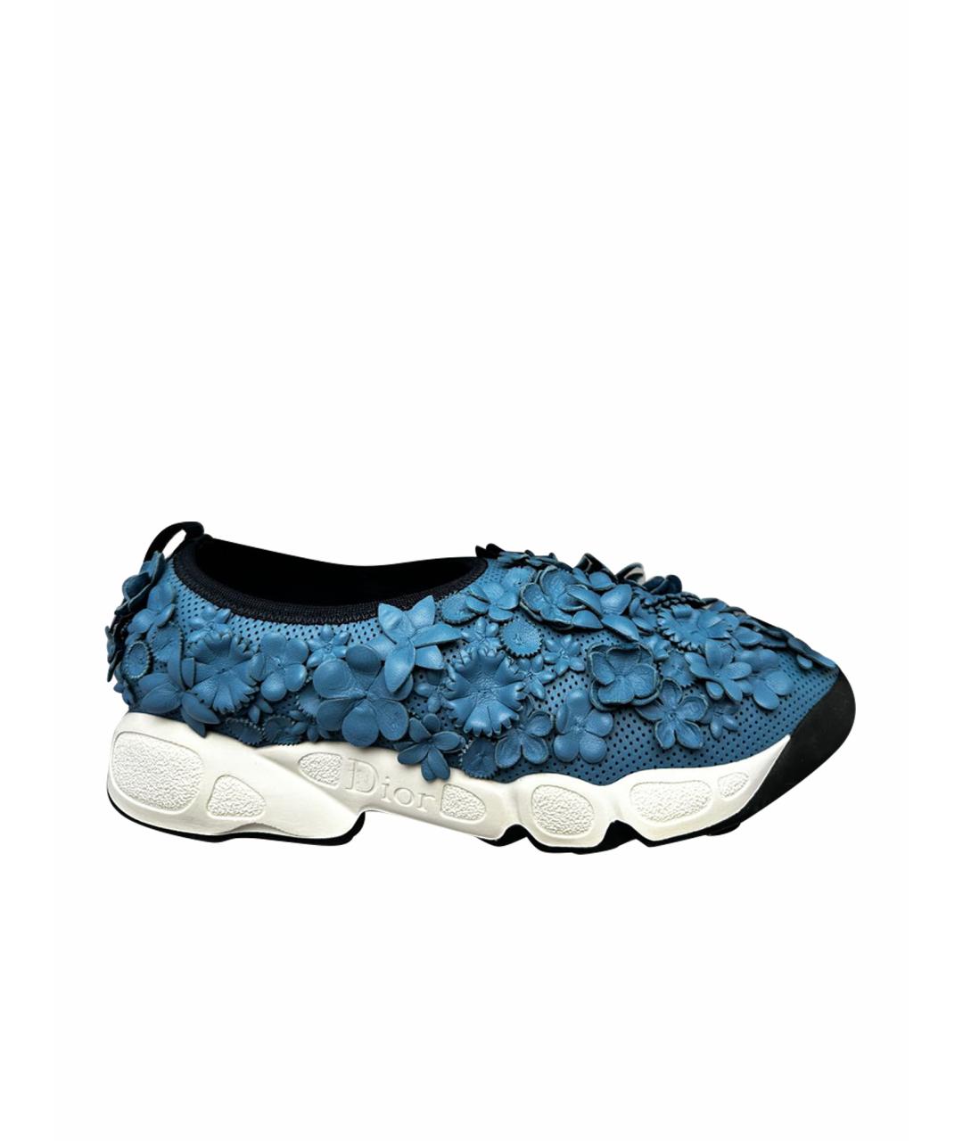 CHRISTIAN DIOR Голубые кожаные слипоны, фото 1