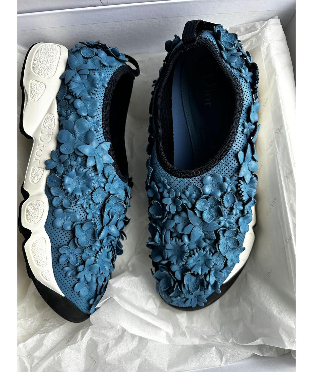 CHRISTIAN DIOR Голубые кожаные слипоны, фото 2