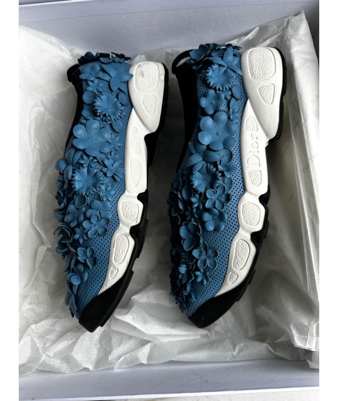 CHRISTIAN DIOR Голубые кожаные слипоны, фото 5