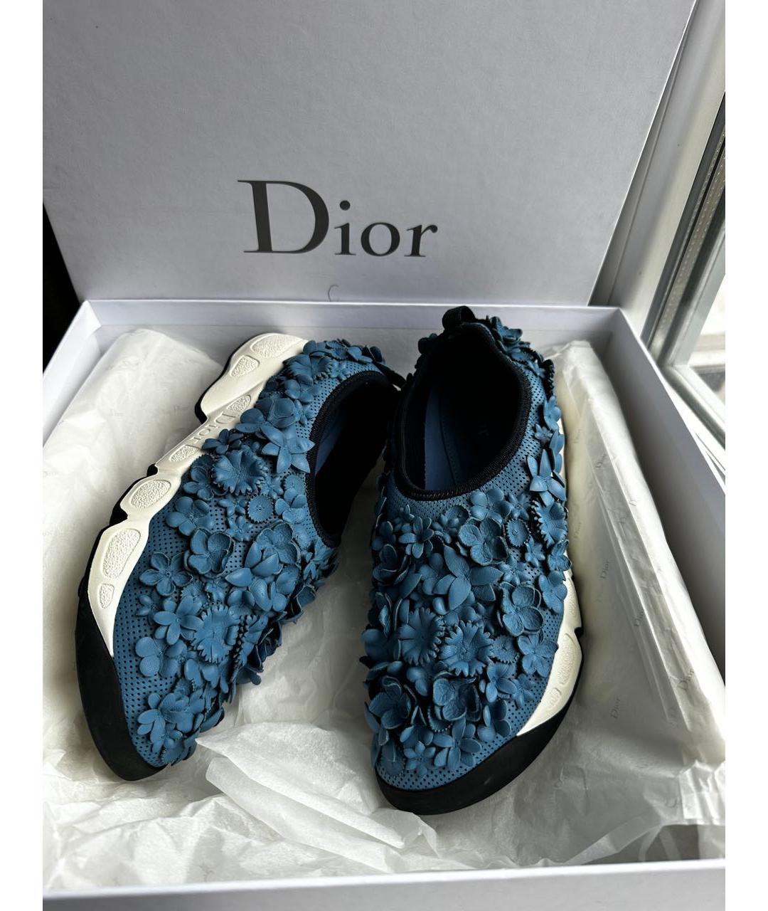 CHRISTIAN DIOR Голубые кожаные слипоны, фото 3