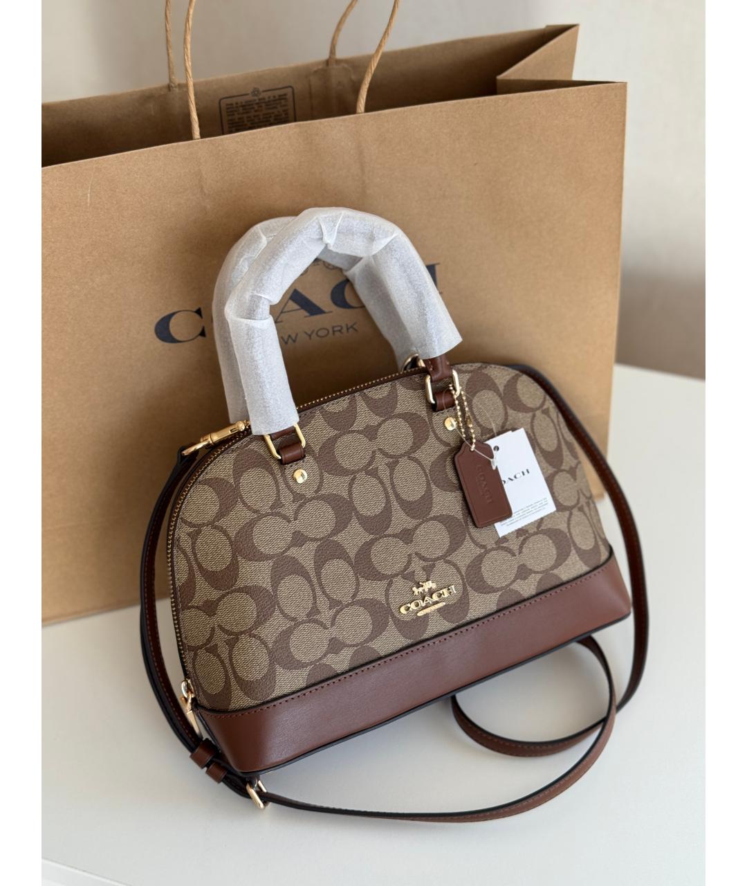 COACH Коричневая сумка с короткими ручками, фото 2