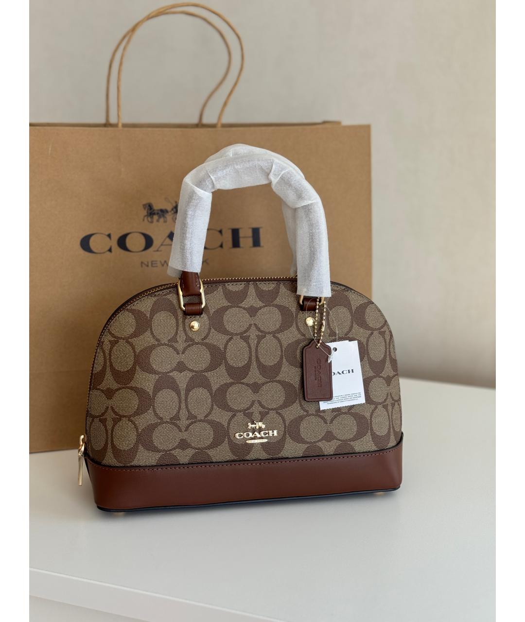 COACH Коричневая сумка с короткими ручками, фото 5