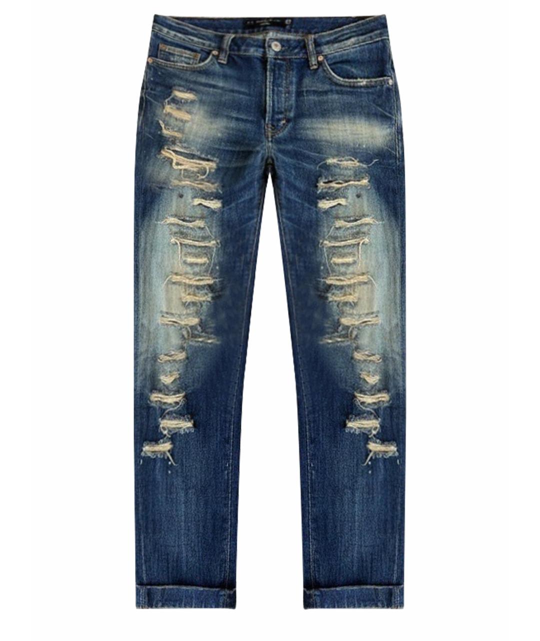 PHILIPP PLEIN Темно-синие хлопковые прямые джинсы, фото 1