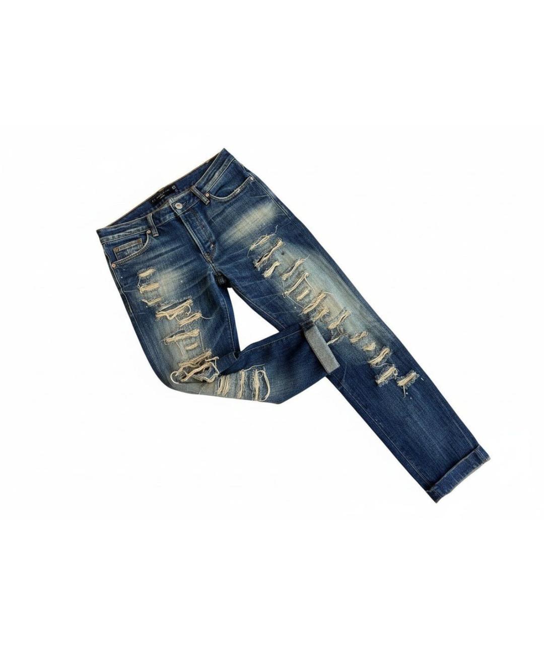 PHILIPP PLEIN Темно-синие хлопковые прямые джинсы, фото 5