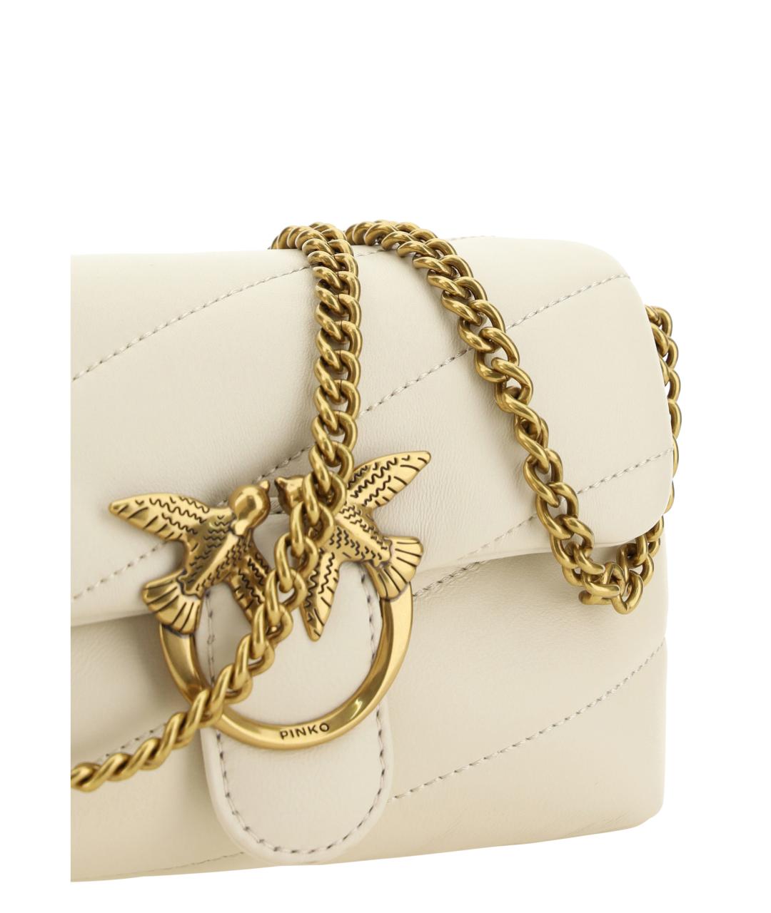 PINKO Белая кожаная сумка через плечо, фото 4