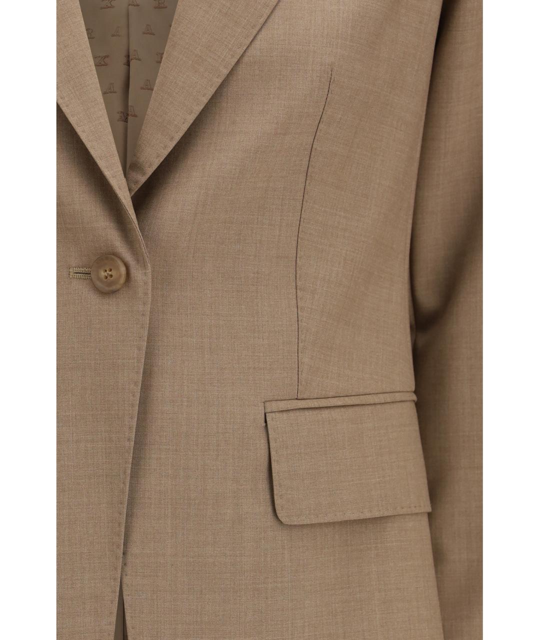 MAX MARA Бежевый шерстяной жакет/пиджак, фото 3